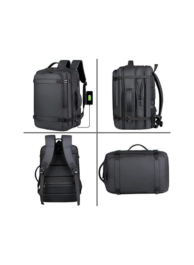 PROMASS Travel Laptop Backpack 35L Flight Approved Carry On Backpack for Men Women Expandable Large Luggage Backpack 17 Inch Waterproof Work Backpack Business Weekender Overnight Backpack(Black)  - Image 3