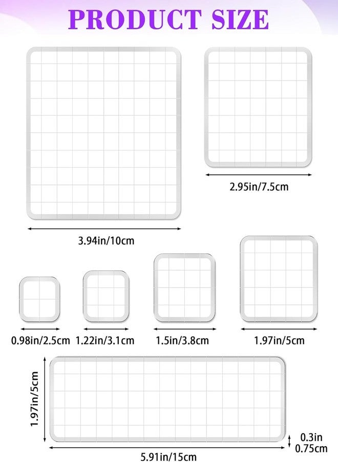 EXPORTIQ Acrylic Stamp Block Set, 7 Pieces Clear Stamping Blocks with Grid Lines and Lace Edge, Assorted Sizes for Scrapbooking, Card Making, (Wave EEdge) - Image 2