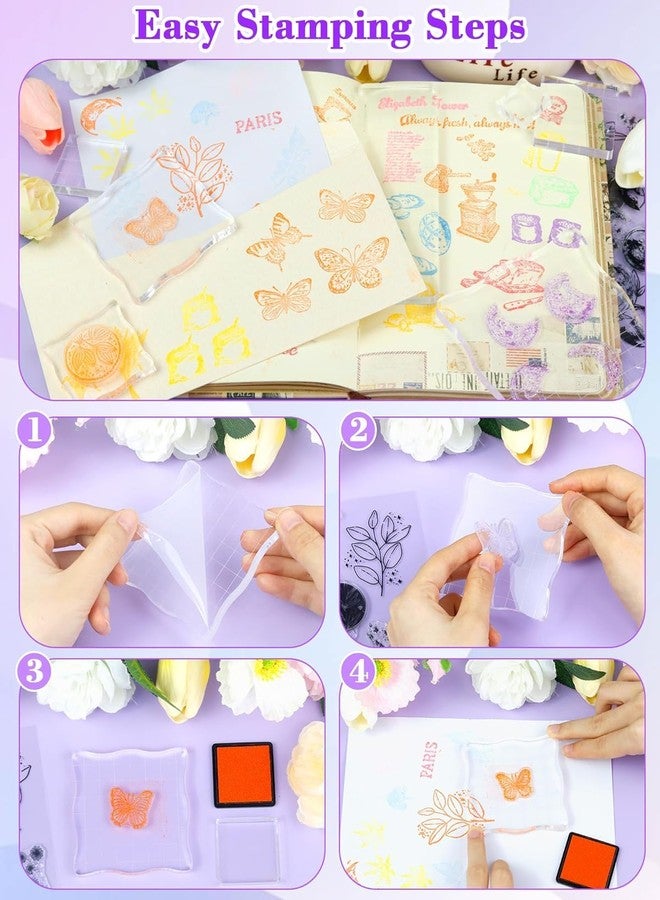 EXPORTIQ Acrylic Stamp Block Set, 7 Pieces Clear Stamping Blocks with Grid Lines and Lace Edge, Assorted Sizes for Scrapbooking, Card Making, (Wave EEdge) - Image 5