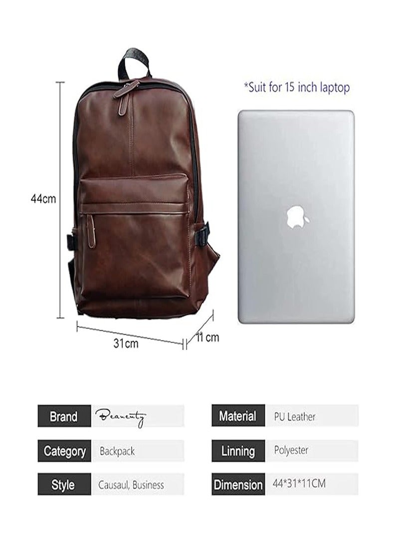 GUDOO Travel Fashion Stylish Leather Shoulder Bag Backpack High Capacity Travel Bag, Waterproof School Computer Bag for Men & Women 15 inch Laptop Bag - Image 2