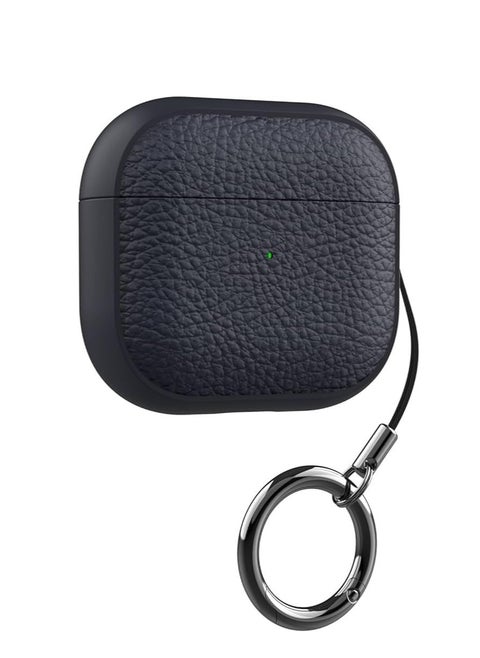 Case Compatible with AirPods 4 Leather Touch Design Protective Case with Hand Strap, Drop-Resistant, Shockproof (Black)