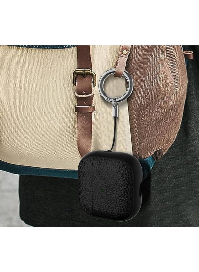 Case Compatible with AirPods 4 Leather Touch Design Protective Case with Hand Strap, Drop-Resistant, Shockproof (Black)