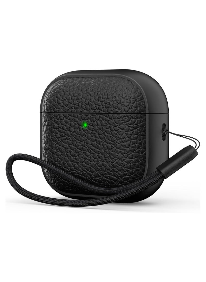 Case Compatible with AirPods 4 Leather Touch Design Protective Case with Hand Strap, Drop-Resistant, Shockproof (Black) - pzsku/Z0538053B07564A33FBB6Z/45/_/1739995688/1b0ed369-d144-41f1-ab8c-95a4a534f998