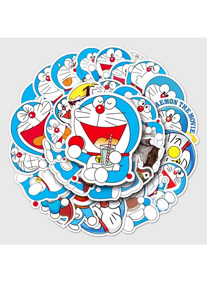 Ash & Roh Cute Cartoon Stickers for Kids, 50 Pcs Cute Stickers for Water Bottles - Cute Stickers Pack Gift for Kids Teen Birthday Party (DOREMON) - Image 1