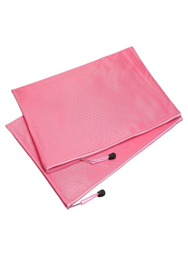 باتيكيل حقائب ملفات مقاومة للماء بسحاب من باتيكيل، عبوة من قطعتين، مقاس B4، لحفظ المستندات والفواتير وأقلام الرصاص، مناسبة للمكتب والسفر، لون وردي - Image 1