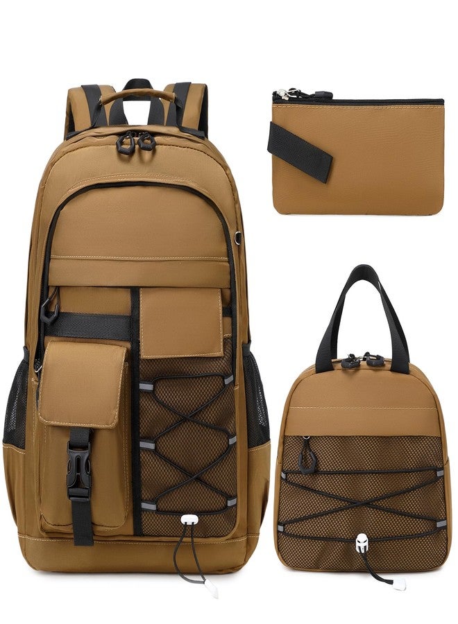GeeWin Backpack for Boys, Boys Backpacks 15.6" Laptop Backpack Schoolbag for Teens Boy, Brown, Medium - Image 1