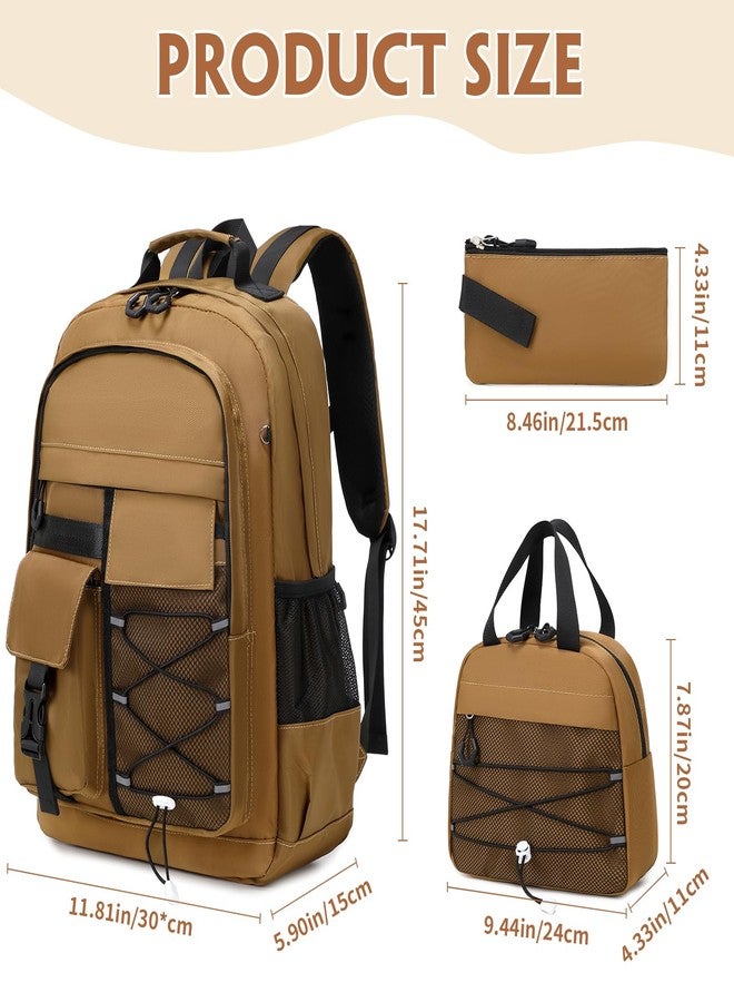 GeeWin Backpack for Boys, Boys Backpacks 15.6" Laptop Backpack Schoolbag for Teens Boy, Brown, Medium - Image 2