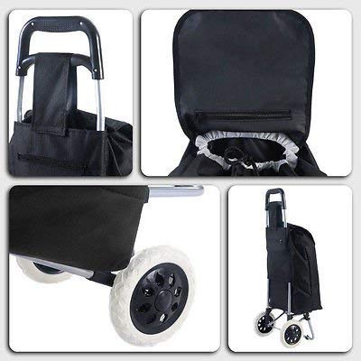 KRISHYAM Foldable Shopping Trolley Cart with Wheels and Removable Bag (2 Wheel Black) - Image 3