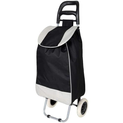 KRISHYAM Foldable Shopping Trolley Cart with Wheels and Removable Bag (2 Wheel Black) - Image 1