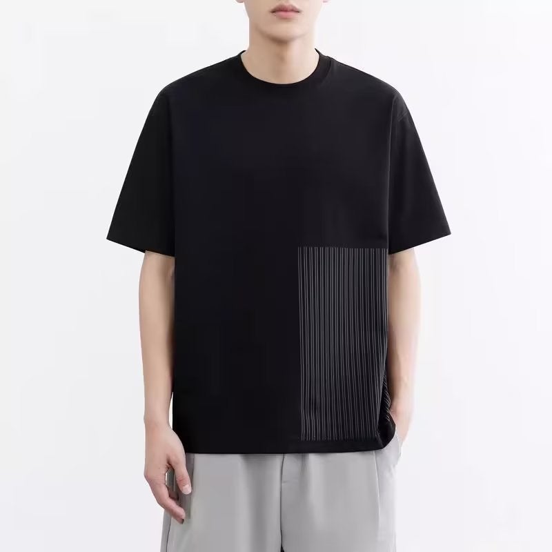New Short-Sleeved T-Shirt Men'S Summer Korean-Style Trendy Simple Half-Sleeved Top Hong Kong-Style Loose Casual Trendy Brand Body - Image 3