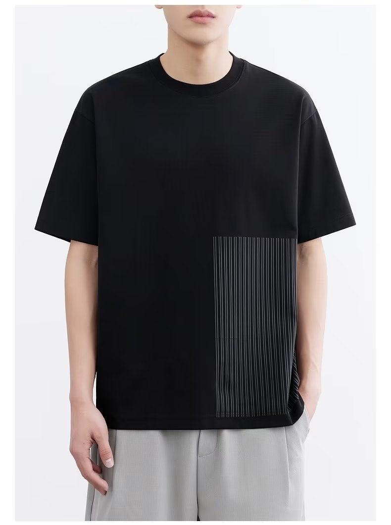 New Short-Sleeved T-Shirt Men'S Summer Korean-Style Trendy Simple Half-Sleeved Top Hong Kong-Style Loose Casual Trendy Brand Body - Image 1
