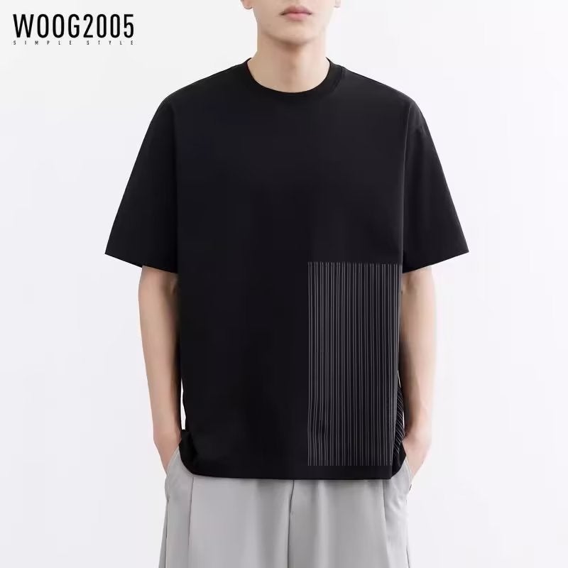 New Short-Sleeved T-Shirt Men'S Summer Korean-Style Trendy Simple Half-Sleeved Top Hong Kong-Style Loose Casual Trendy Brand Body - Image 2