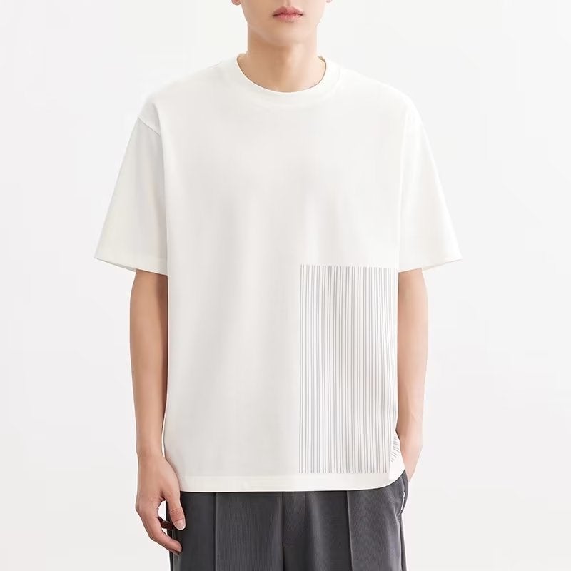 New Short-Sleeved T-Shirt Men'S Summer Korean-Style Trendy Simple Half-Sleeved Top Hong Kong-Style Loose Casual Trendy Brand Body - Image 4