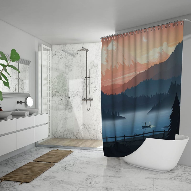 FING Bath Shower Curtain,Bathroom Curtain with Hook,Designer Shower Curtain for Bathroom,Bathtub, Decoration Modern Decorative Bathroom Curtains (Design_23) - Image 4