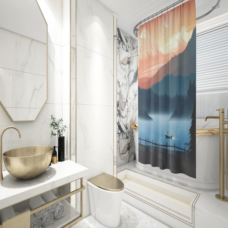 FING Bath Shower Curtain,Bathroom Curtain with Hook,Designer Shower Curtain for Bathroom,Bathtub, Decoration Modern Decorative Bathroom Curtains (Design_23) - Image 3
