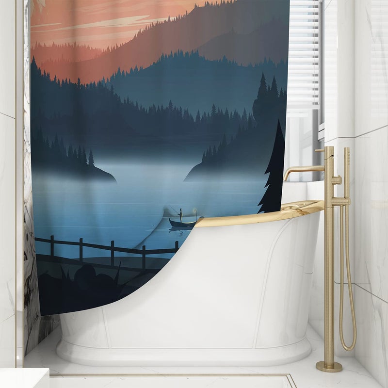 FING Bath Shower Curtain,Bathroom Curtain with Hook,Designer Shower Curtain for Bathroom,Bathtub, Decoration Modern Decorative Bathroom Curtains (Design_23) - Image 1