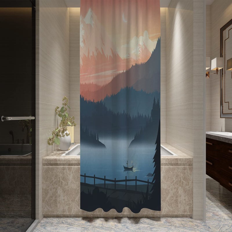 FING Bath Shower Curtain,Bathroom Curtain with Hook,Designer Shower Curtain for Bathroom,Bathtub, Decoration Modern Decorative Bathroom Curtains (Design_23) - Image 2