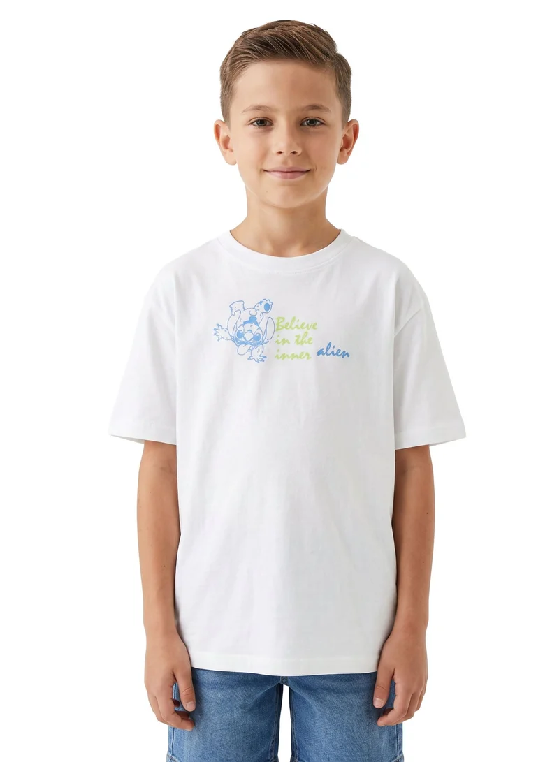 Disney Disney Stitch Teen Boys’ Oversized Drop Shoulder T-Shirt – Graphic Casual Relaxed Fit Tee