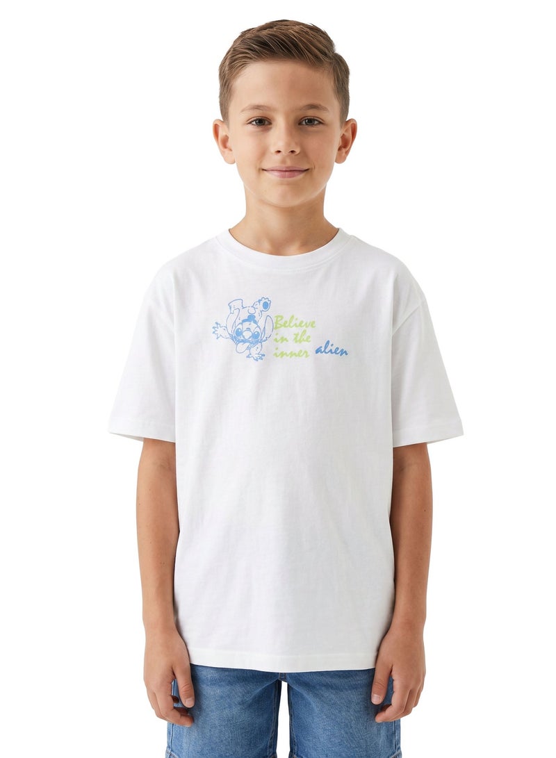 Disney Stitch Teen Boys’ Oversized Drop Shoulder T-Shirt – Graphic Casual Relaxed Fit Tee - Image 1