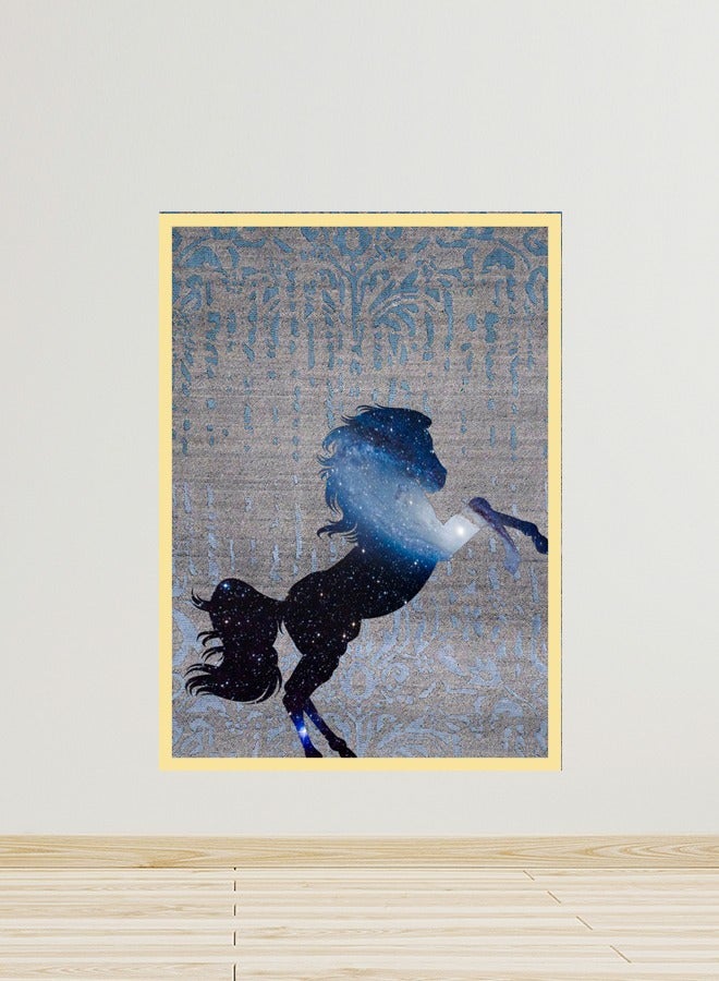 Marktna Canvas Wall Art For Wall Decoration Horse Design With A Hollow Golden Frame Size 120x80cm One Piece - Image 1