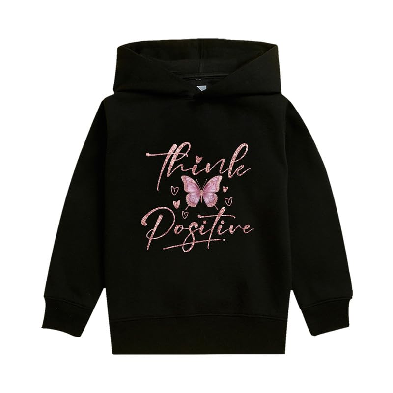 Nusyl Girl's Polyester Neck Hooded Sweatshirt (NUUCSWT0842.2_Black - Image 1