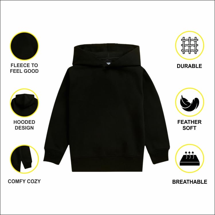 Nusyl Girl's Polyester Neck Hooded Sweatshirt (NUUCSWT0842.2_Black - Image 5