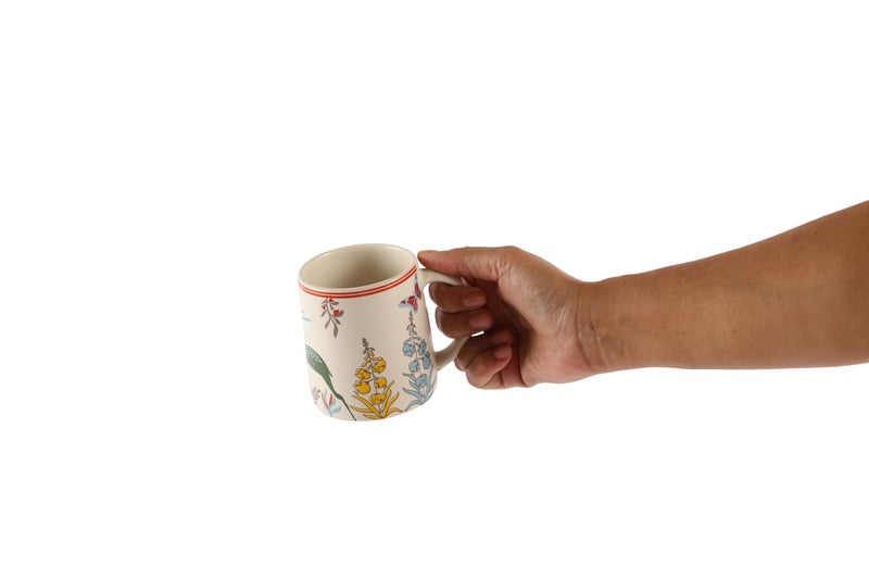 miah decor Ceramic Tea Coffee Cups Set of 2 Floral Matte Printed Small Chai Mug Set of 2 Drinkware Microwave Safe for Home & Restaurant-300 ml-Color-White Red - Image 5