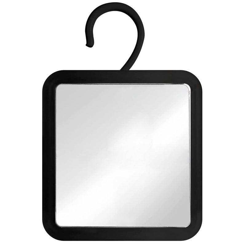 Mirrorvana MIRRORVANA Hanging Fogless Shower Mirror for Shaving with 360 Rotatable Swivel Hook  Anti Fog and Shatterproof 63 x 63 Surface Black 