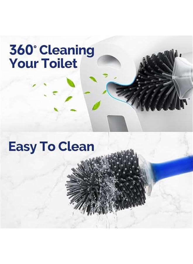 MIXDE Toilet Bowl Brush Holder Set: Silicone Toilet Brush with Refillable Handle Dispenser - Bathroom Scrubber Toilet Brush - Deep Cleaning Bathroom Scrub Brush  - Image 5