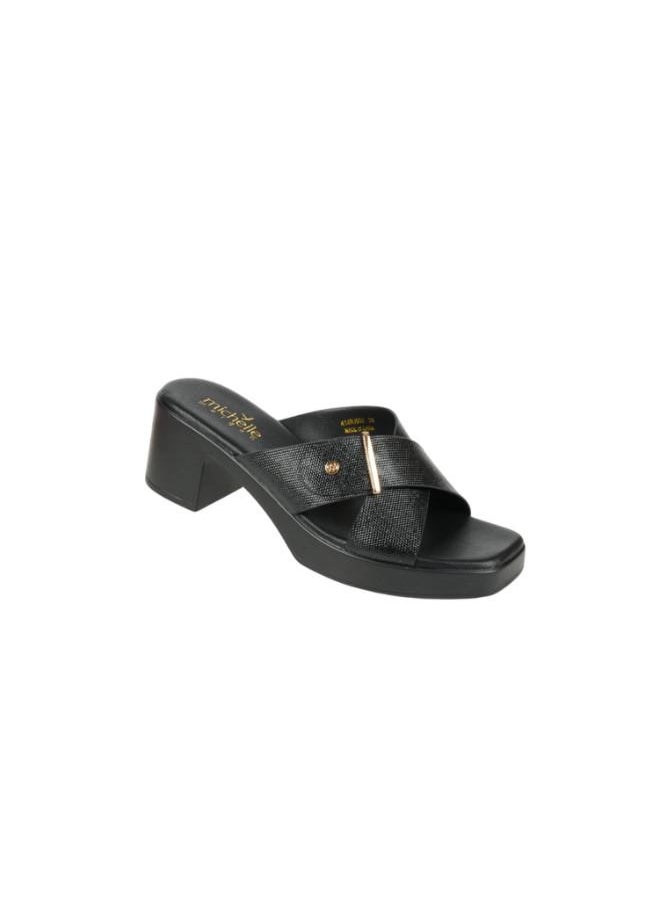 Michelle Morgan - 092-2990 Michelle Morgan Ladies Block Heel Sandals 414RJ60J Black - Image 1