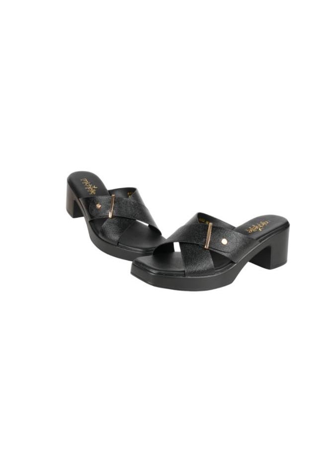Michelle Morgan - 092-2990 Michelle Morgan Ladies Block Heel Sandals 414RJ60J Black - Image 1