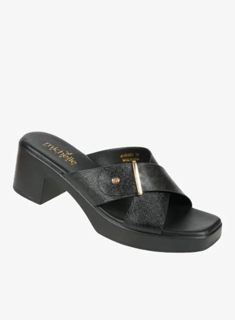 Michelle Morgan 092-2990 Michelle Morgan Ladies Block Heel Sandals 414RJ60J Black