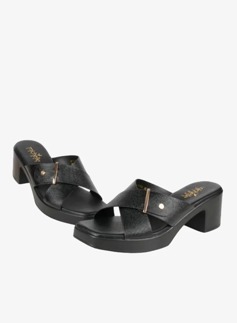 Michelle Morgan Black 092-2990 Michelle Morgan Ladies Block Heel Sandals 414RJ60J Black for Women | Best Price UAE