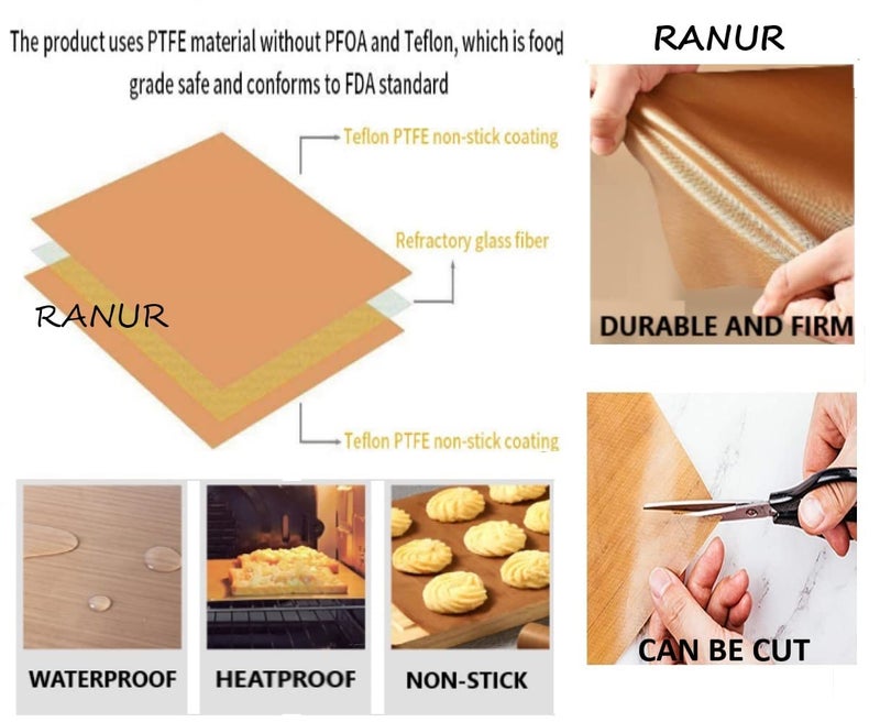 RANUR Reusable Heat Resistance Waterproof Baking and Cooking Mat Uses in Akki Roti | Obbattu | Holige | Chappathi | Puran Poli | Rolling Mat | BBQ Grill Mat | Teflon Sheet No. of Pieces (3) - Image 3