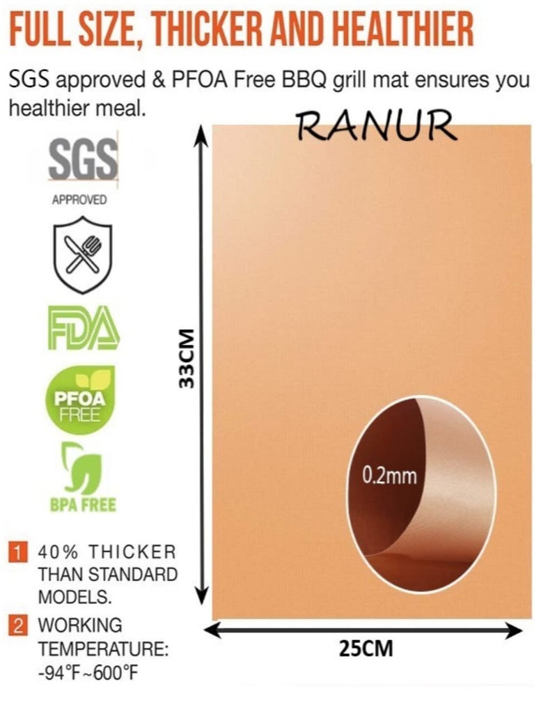RANUR Reusable Heat Resistance Waterproof Baking and Cooking Mat Uses in Akki Roti | Obbattu | Holige | Chappathi | Puran Poli | Rolling Mat | BBQ Grill Mat | Teflon Sheet No. of Pieces (3) - Image 2