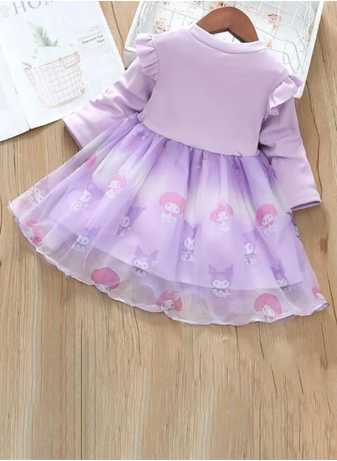 YUNIQEE Lavender Fit & Flare Crew Neck Embellished Dress