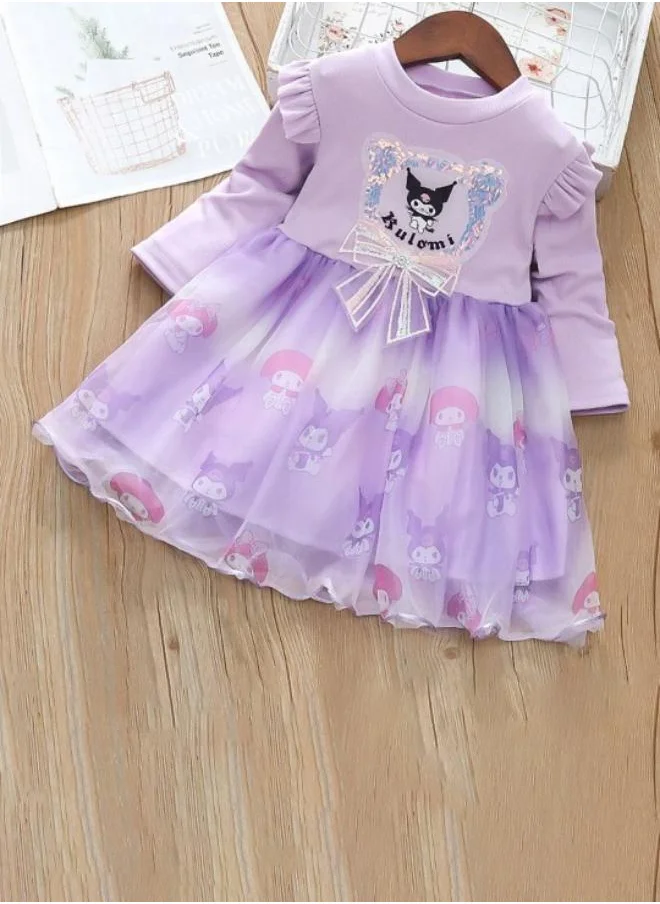 YUNIQEE Lavender Fit & Flare Crew Neck Embellished Dress