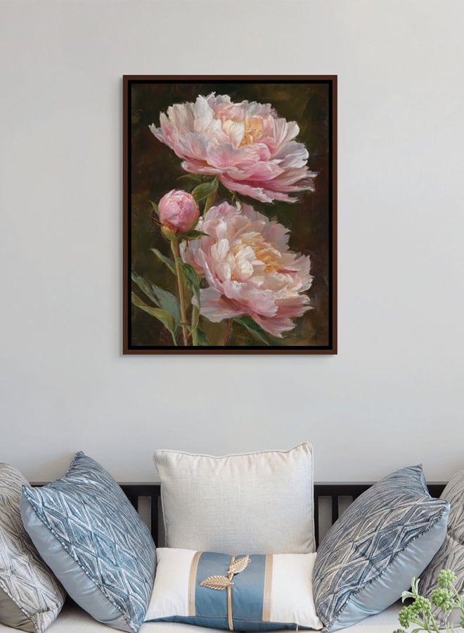 Art Decor Framed Canvas Portrait Print of Blush Pink Peony Flowers Modern Abstract Floral Botanical Artwork Living Room Bedroom Office Home Décor - Image 2