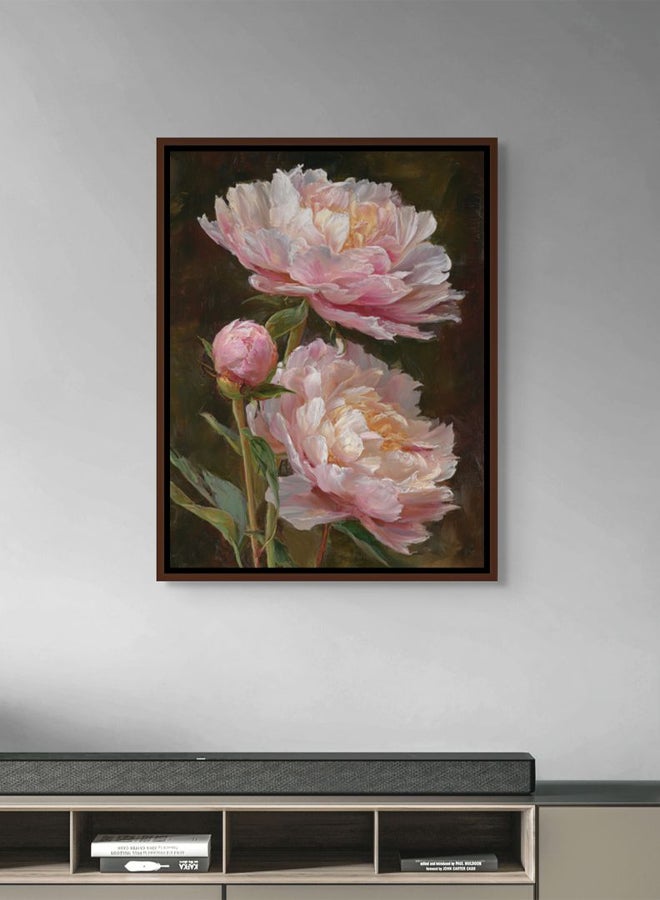 Art Decor Framed Canvas Portrait Print of Blush Pink Peony Flowers Modern Abstract Floral Botanical Artwork Living Room Bedroom Office Home Décor - Image 3
