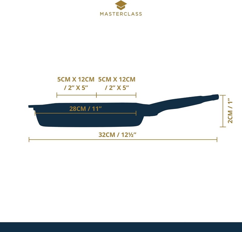Master Class Masterclass Cast Aluminium Three Section Grill Pan 32Cm, Sleeved - Image 2