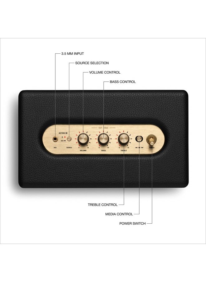 Marshall - Acton III Bluetooth Home Speaker, Black - Image 1