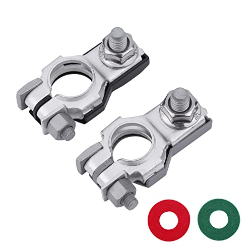 YOUYIEN Battery Terminal(1 Pair),Positive & Negative Auto Battery Cable Terminal(Copper) Top Post with Nut, Fit for Toyota Tundra Tacoma Solara etc Replaces Part # 9098205035,9098206022. - Image 1