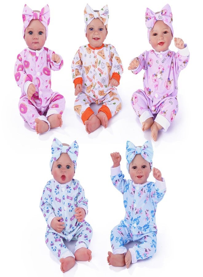 BABESIDE Reborn Baby Doll Clothes for 17-22 Inch Dolls, 5 Sets Baby Doll Clothes Outfits Accessories - Romper Suit and Headband for Boy&Girl Kids Gift - Image 1