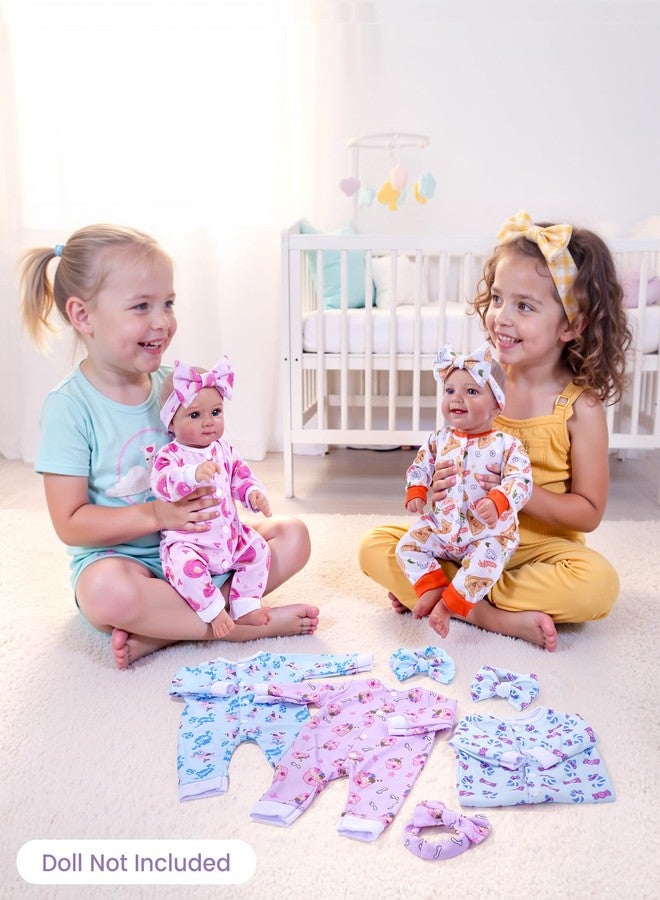 BABESIDE Reborn Baby Doll Clothes for 17-22 Inch Dolls, 5 Sets Baby Doll Clothes Outfits Accessories - Romper Suit and Headband for Boy&Girl Kids Gift - Image 2