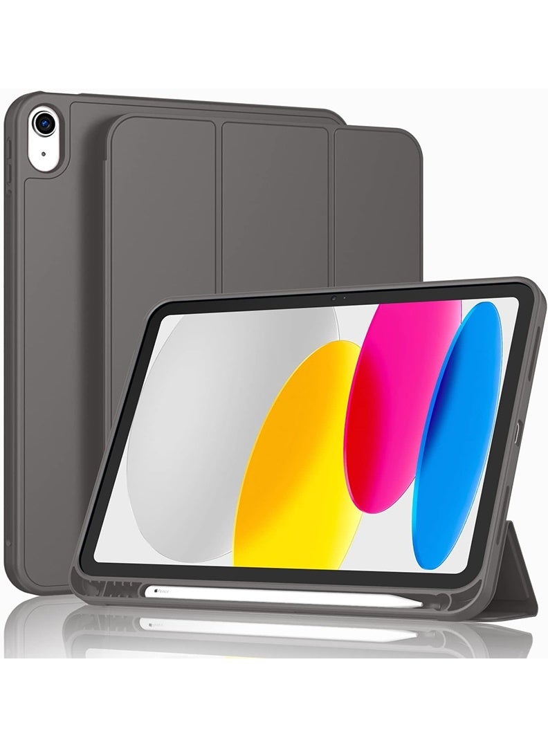 ELTRAZONE Slim Smart Case for iPad Air 11 Inch (M4 2026/ M3 2025/ M2 2024) Lightweight Slim Trifold Cover with Pencil Holder, Soft TPU Back, Auto Wake Sleep, Shockproof Protective Tablet Case - Dark Grey - Image 1