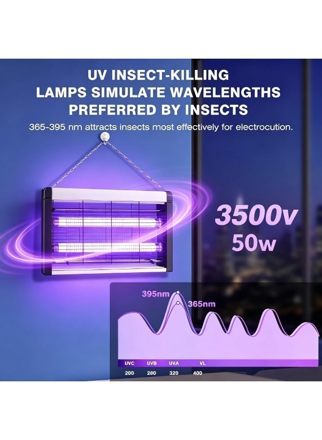 Sunhome Electric Flying Insect Killer 50W 50cm Mosquito Killer Lamp Bug Zapper Hangable Indoor Outdoor Fly Trap High Voltage UV Light Insect Eliminator for Home Office Kitchen - WD-245 - Image 3