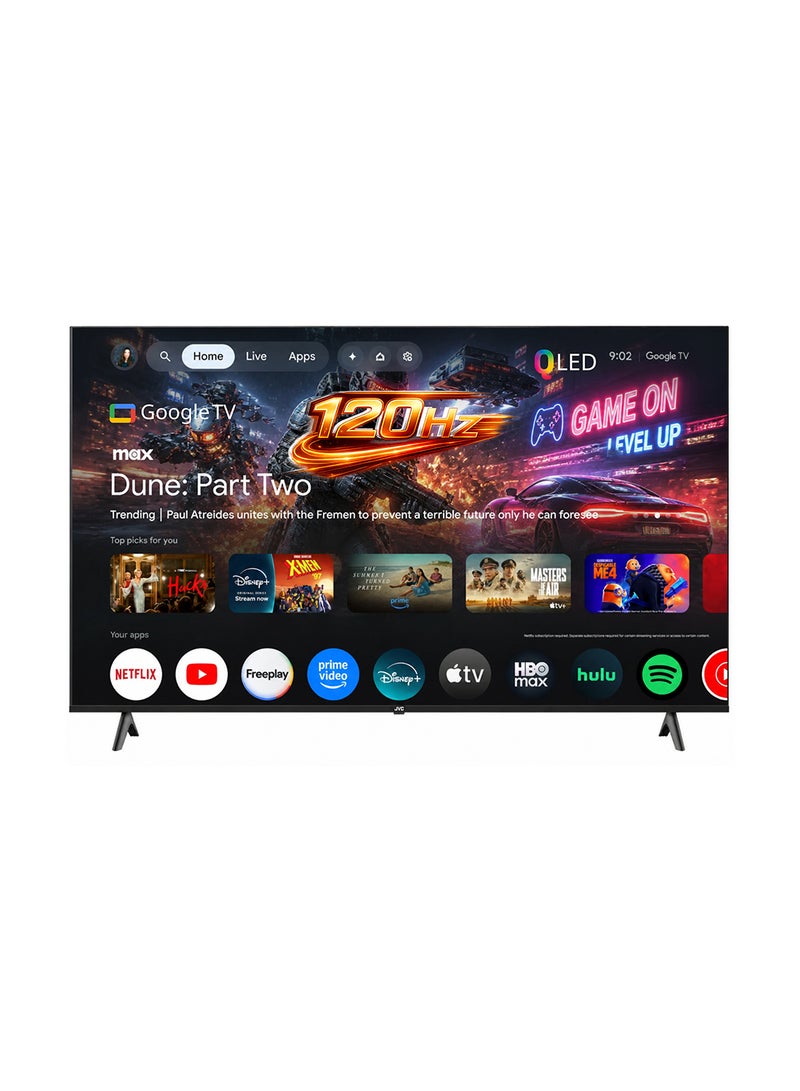 جي في سي تلفاز جوجل 85" بدون حواف 4K UHD QLED مع جهاز تحكم صوتي، بلوتوث، Chromecast مدمج وصوت دولبي - موديل 2024 - Image 1