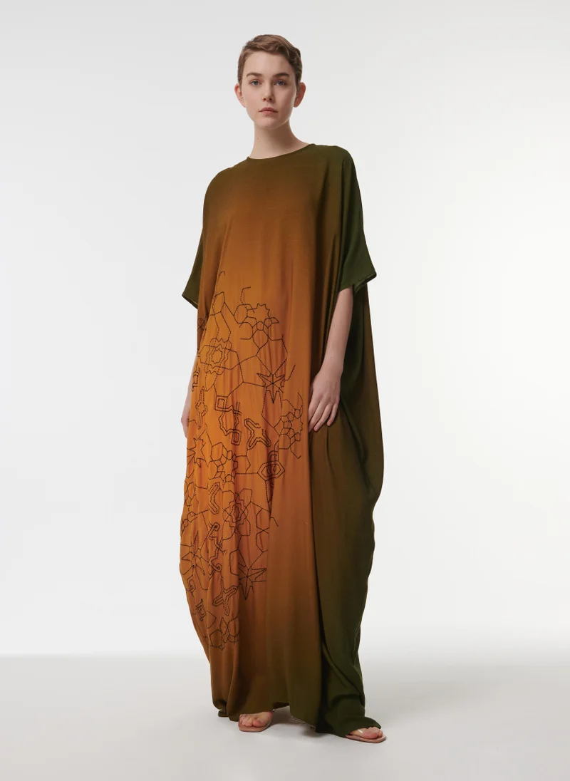 leem Gradient Embroidered Kaftan