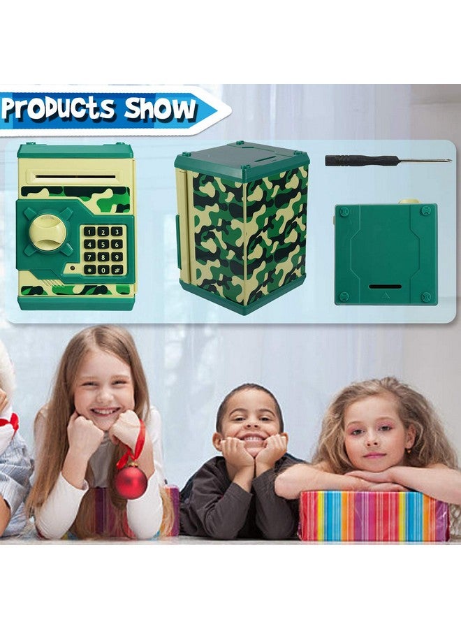 Yoego Kids Money Bank, Electronic Piggy Banks, Great Gift Toy for Kids Children, Auto Scroll Paper Money Saving Box Password Coin Bank,Perfect Toy Gifts for Boys Girls (Green Camo) - Image 4
