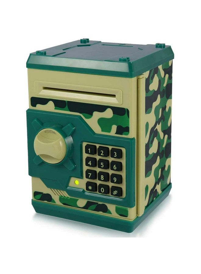 Yoego Kids Money Bank, Electronic Piggy Banks, Great Gift Toy for Kids Children, Auto Scroll Paper Money Saving Box Password Coin Bank,Perfect Toy Gifts for Boys Girls (Green Camo) - Image 1